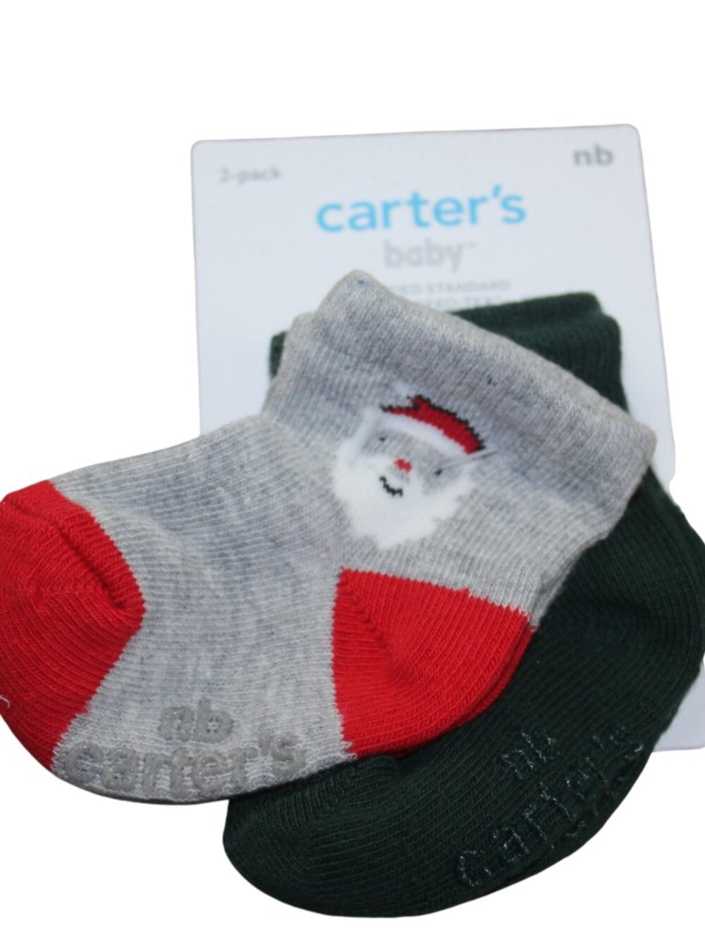 Carter's Christmas Socks 2-Pack Baby Boys Size NB Newborn Santa Claus Jolly NWT